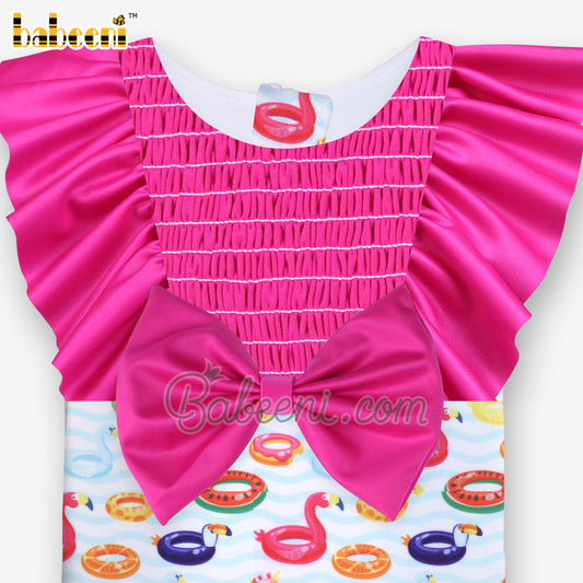 Animal buoy ruffles rash guard girl swimwear - SW 606