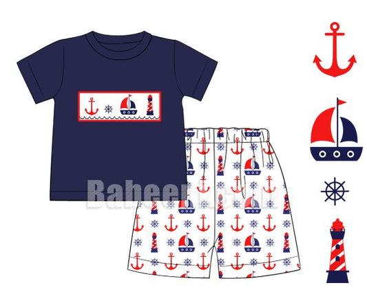 Baby Boy Sailboat knit two-pieces- BC 798