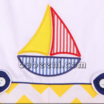 Sailing boat applique shortall - BC 694