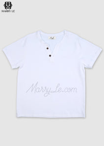 V-NECK SHORT SLEEVES WHITE T-SHIRT - MD163