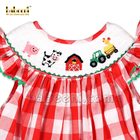 Farm hand smocked bishop dress - DR 3132