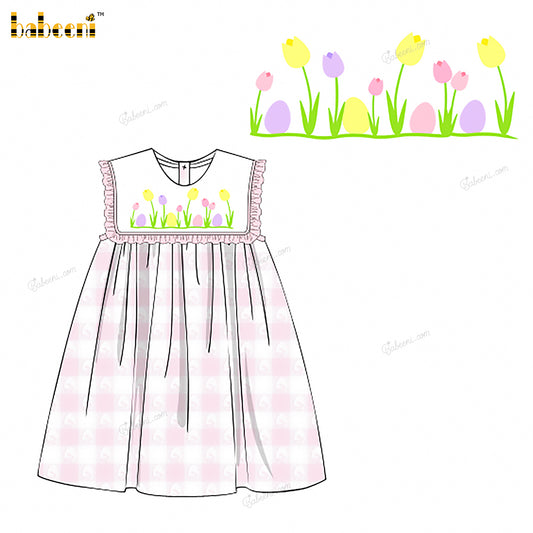 Girl Hand Embroidered Flowers Dress In Pink - DR3821