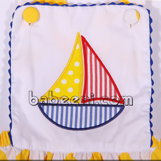 Sailing boat applique girl bubbe - DR 2459