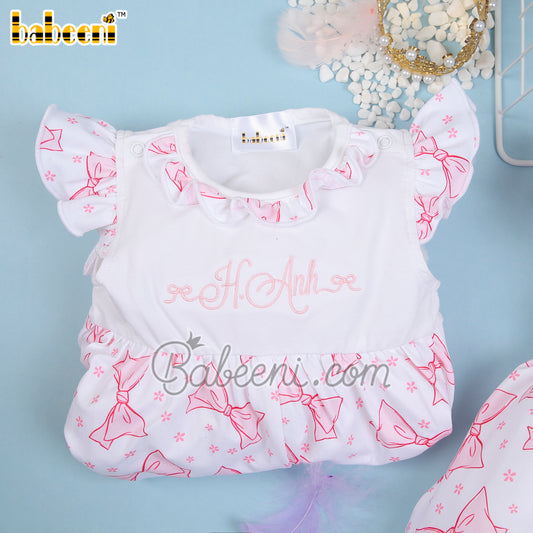 Bow printed bubble for newborn – GS 16