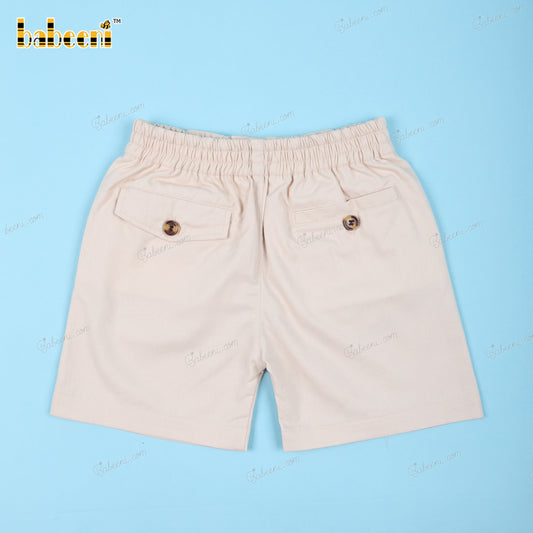 Cream Khaki Coconut Buttons Short For Boy - BT67