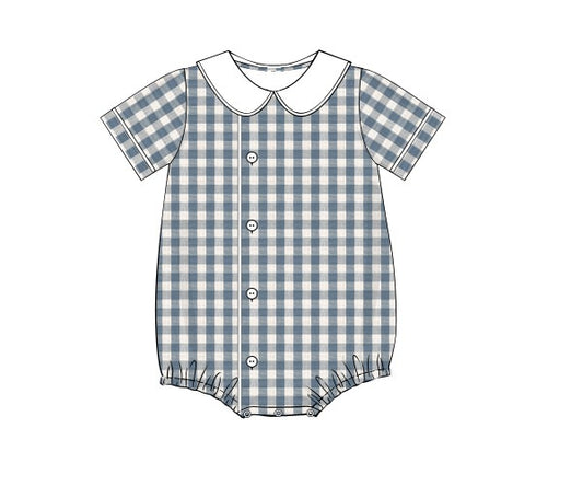 O27- Cadet Blue check linen fabric