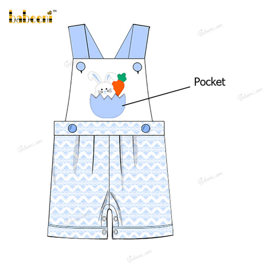 Boy Applique Shortalls In Blue - BC1195