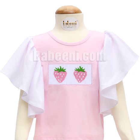 Girls handsmocked pyjamas with volume ruffles sleeves- DR 2845