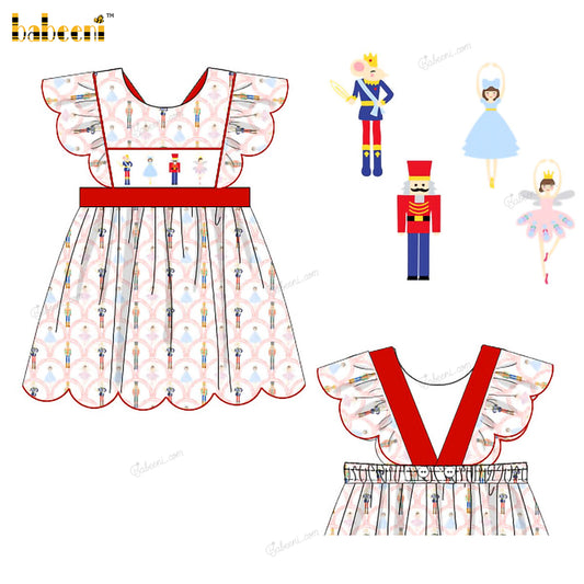 Girl Dress Hand Smocked Christmas Theme - DR4042