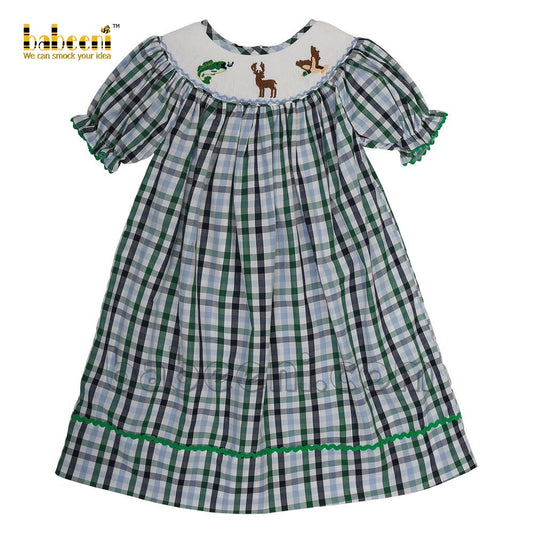 Lovely baby girl wild animals smocked  dress - DR 3062