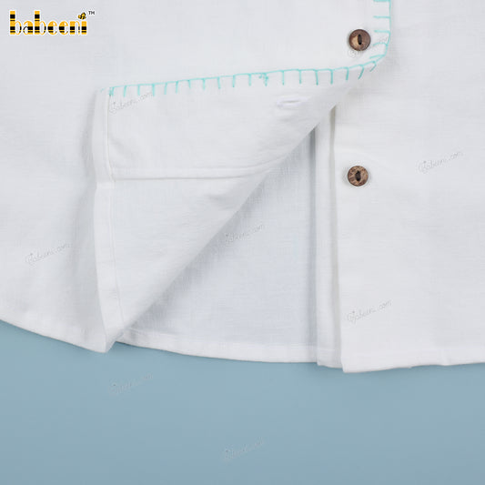 Beach embroidered linen shirt for teen boys - TB 33