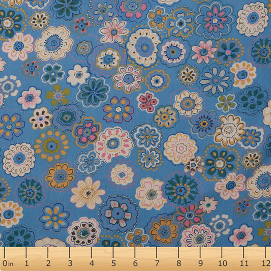 F31- teal vintage floral fabric