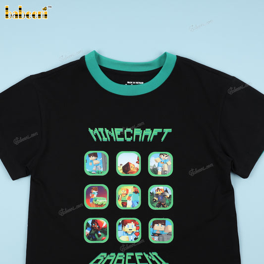 Boy T-shirt In Black And Green Minecraft - BC1305