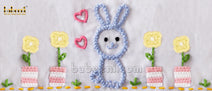 Bunny with flower pots crochet baby dress - DR 3180