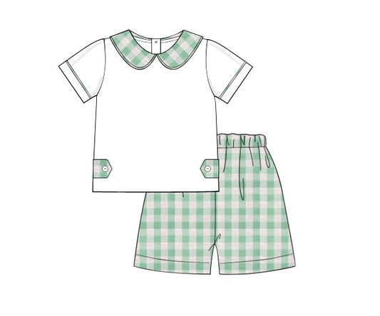 O23- Mint check linen fabric