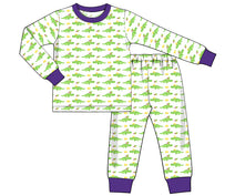 K343- Crown, Alligator in Mardi gras printing 4.0