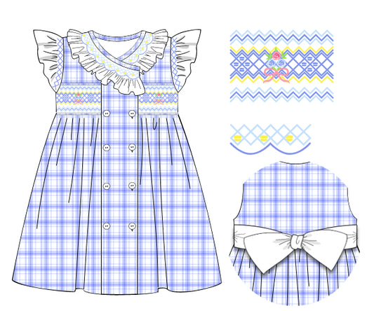 PP198 - navy blue plaid print 4.0