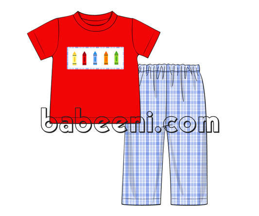 Color pencil smocked clothing set for boy - BC 683