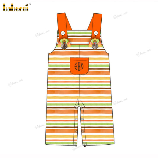 Boy Shortall Embroidered Thanksgiving Theme - BC1291