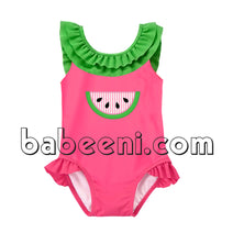 Beautiful watermelon applique swimsuit for girls - SW 314