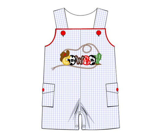 Stylish boy shortall with embroidered text - BC 834