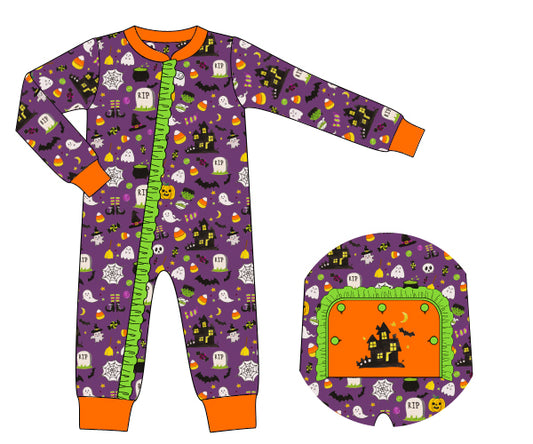 K234- Purple Halloween printed 4.0 knit fabric