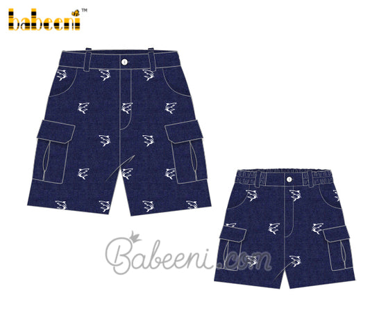 Whale embroidery daddy & boy short – DM 16