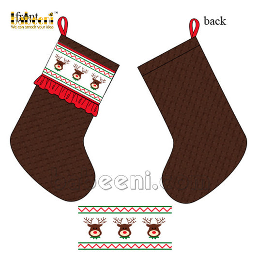 Reindeer smocked kid stockings - CO 21