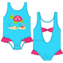 Lovely turquoise rash guard swimsuit for little girl- SW 406