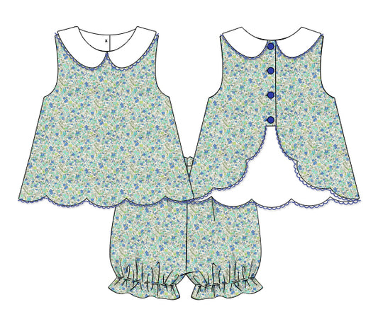 F199- Blue Yonde, blue turquoise floral