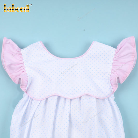 Plain Bubble Pink Sleeve On White For Girl - DR3777