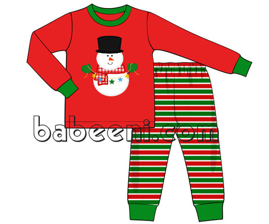 Lovely snowman applique knit set for boy - KN 201