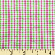 XB6 - lime green pink gingham seersucker