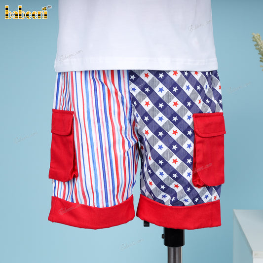 Boy Outfit Hand Smocked US Flags - BC1260