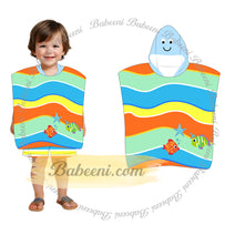 Overcoat for Boy Spring-Summer with many colorful waves pattern and 2 fishs and starfish hand embroidery - BC1310