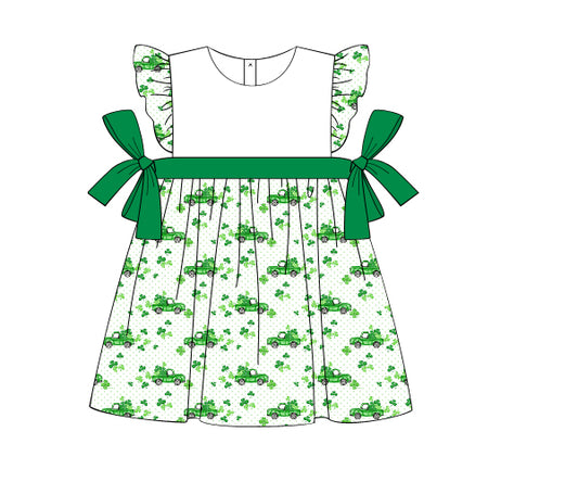 F76- Clover truck green polka dot pique printing 4.0