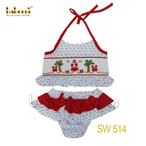 Beach hand smocked bikini for girl -  SW 514