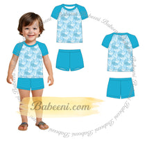 Set Blue Swimwear For Boys Spring-Summer prints with Clams and Seaweeds - BC1312