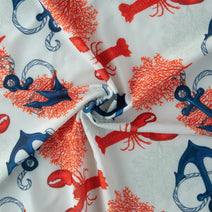 CF05- anchor, Crawfish printing 4.0 chiffon fabric