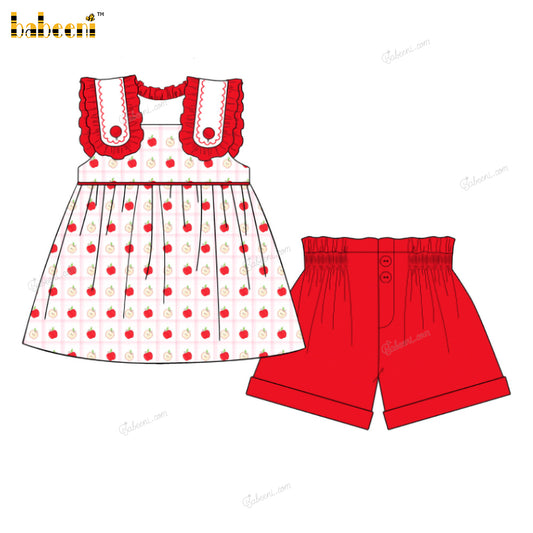 Girl Outfit Pink And Red Hand Embroidered Line - DR3969