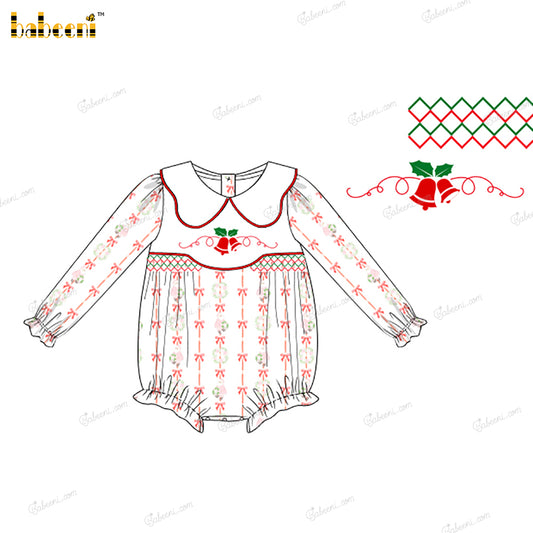 Girl Bubble Geometric Smocked Christmas Theme - DR4049