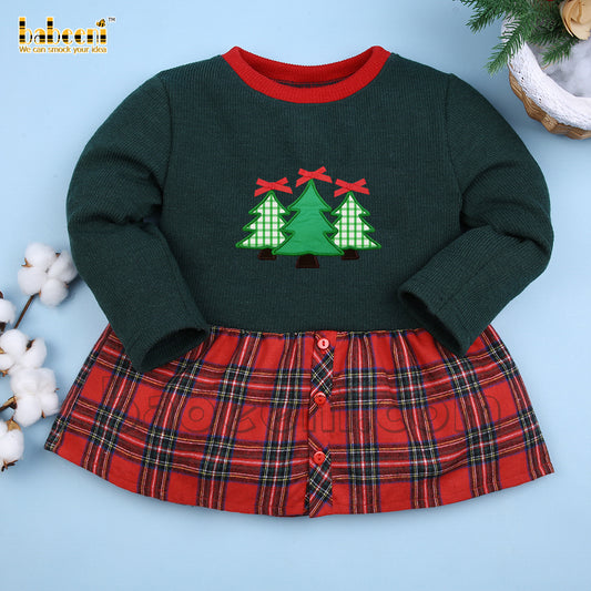 Christmas tree applique baby dress - ST 109