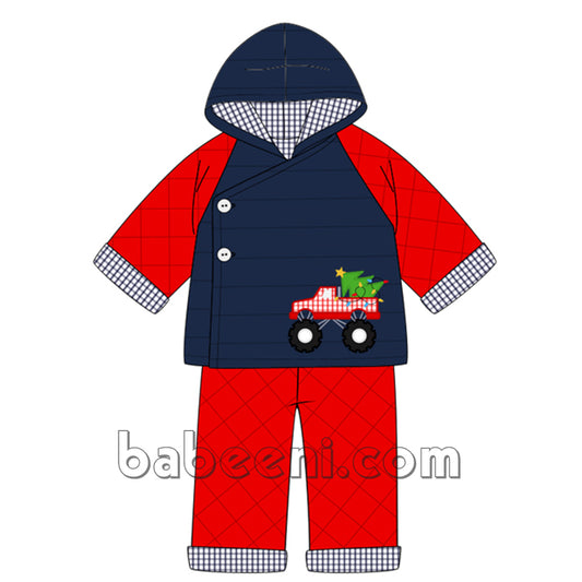 Nice Truck &Xmas Tree Quilted Suit for Infants - QC 27