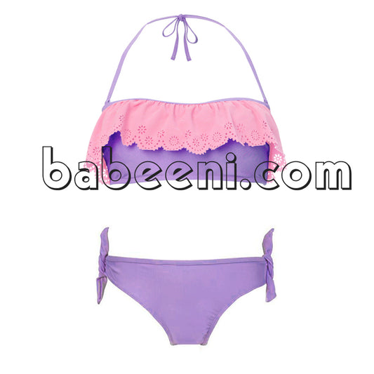 Elegant lazer cut two-piece swimwear for little girl - SW 378