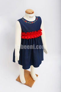 Girl ruffles denim dress- DR 2843