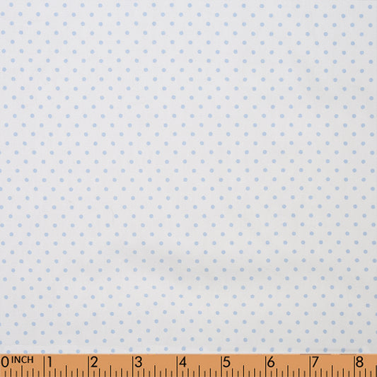 D101- Blue dot in white pique printed fabric