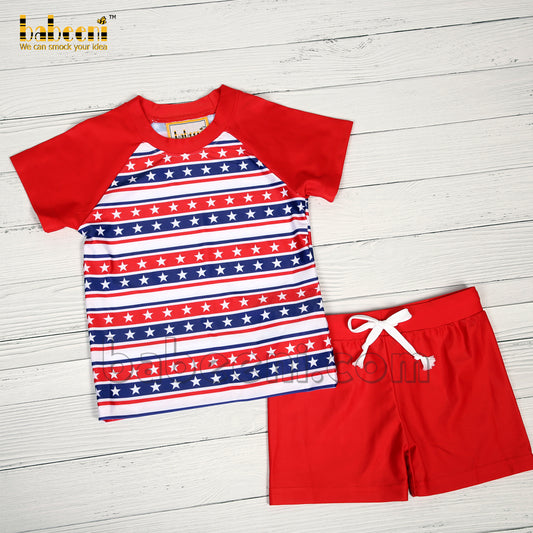 Nice stars red boy swim shorts set for little boy - FWB 06