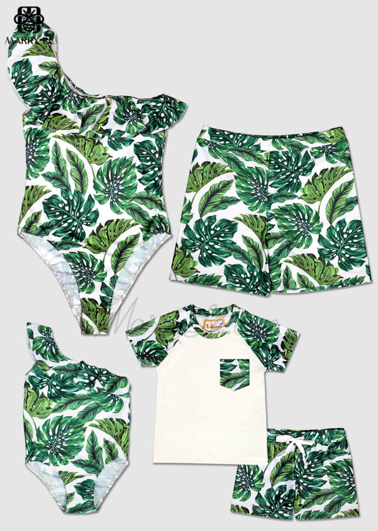 LEAVES PRINT FAMILY MATCHING SWIMWEAR - MD142