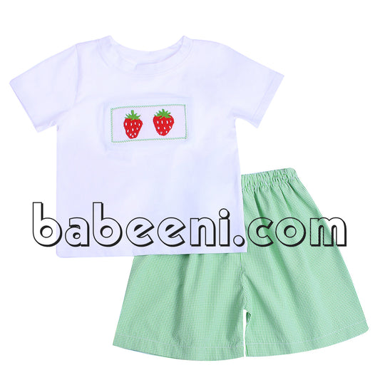 Lovely strawberry smocked boy set - BC 659