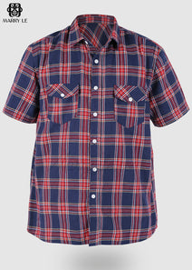 MEN'S PLAID SHORT SLEEVES PLAID SHIRT WITH POCKETS - MD466